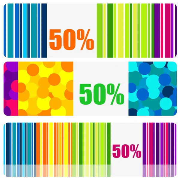Aantal prachtige gekleurde banners of prijskaartjes — Stockvector
