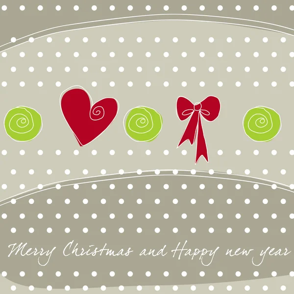 Beautiful Christmas background with heart and ribbon — Stock Vector