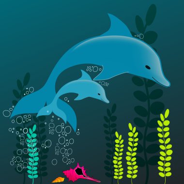 Cute dolphins clipart