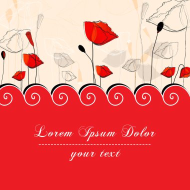 Beautiful poppies background illustration clipart