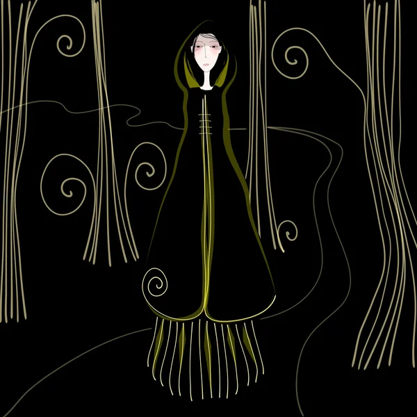 Симпатична дівчина в лісі — стоковий вектор