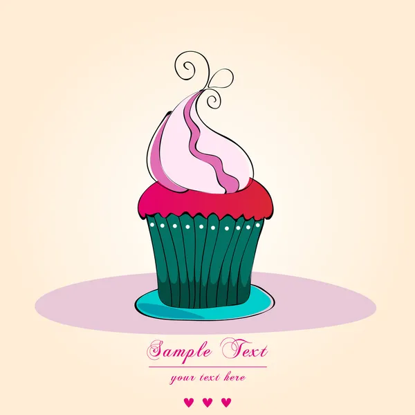 Carte cupcake rétro mignon — Image vectorielle