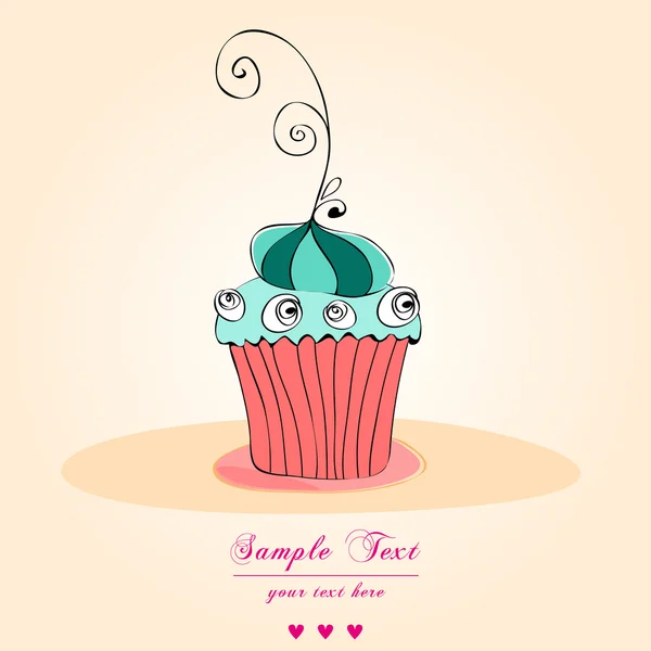 Carte cupcake rétro mignon — Image vectorielle