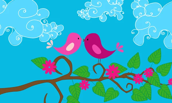Cute birds illustration — 图库矢量图片