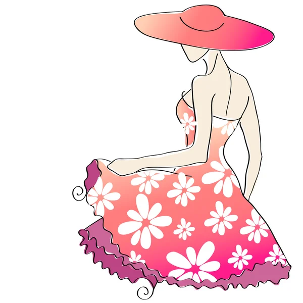 Schattig floral meisje — Stockvector