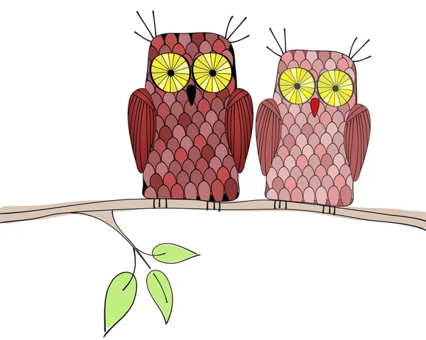 Cute owls illustration — Stock vektor