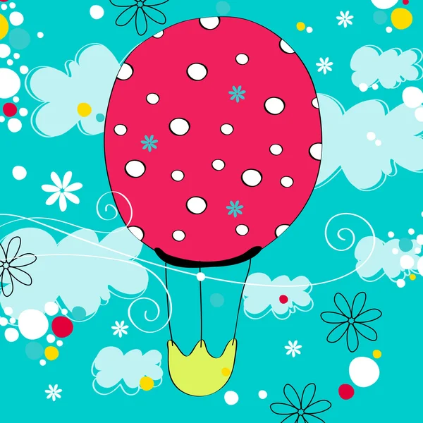 Niedlicher Heißluftballon fliegt in den Himmel — Stockvektor