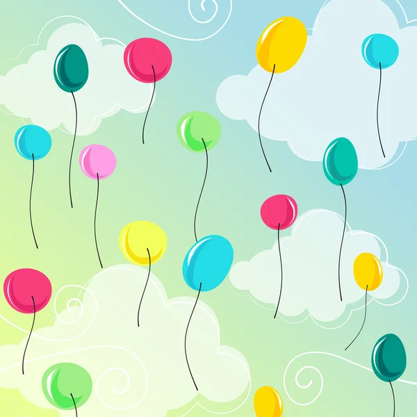 Χαριτωμένο μπαλόνια που πετούν στον ουρανό — Διανυσματικό Αρχείο