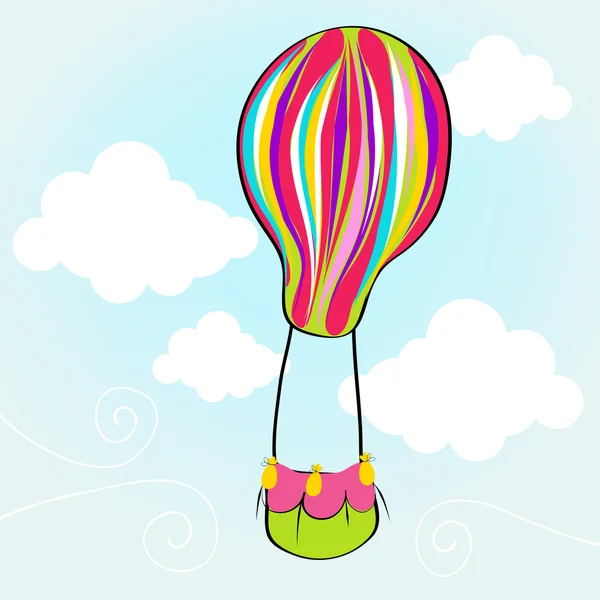 Niedlicher Heißluftballon fliegt in den Himmel — Stockvektor