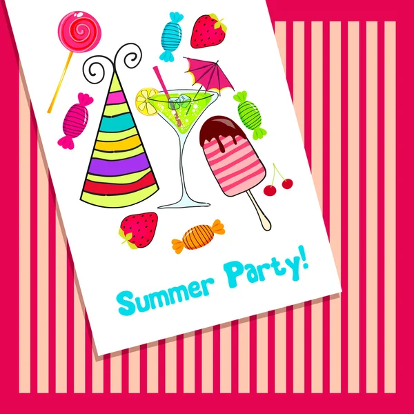 귀여운 여름 파티 — 스톡 벡터