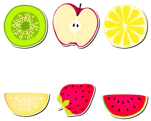 Милі наклейки з фруктами — стоковий вектор