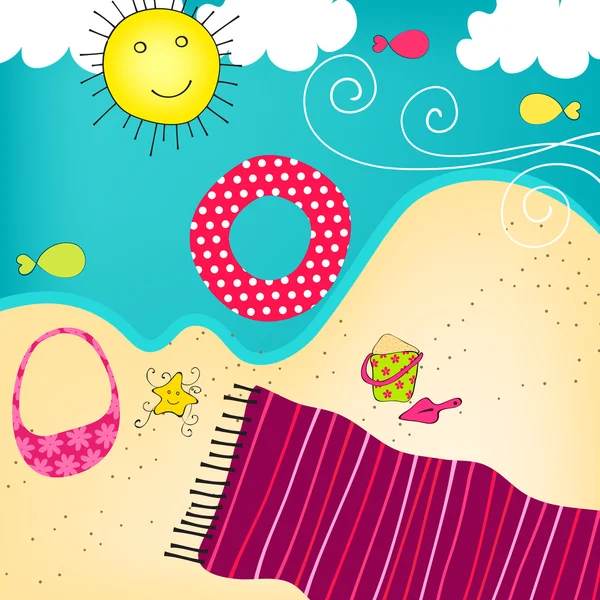 Cute summer seashore — Stock Vector