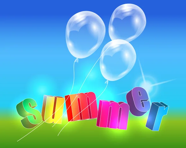 Όμορφο καλοκαίρι κείμενο με μπαλόνια — Διανυσματικό Αρχείο