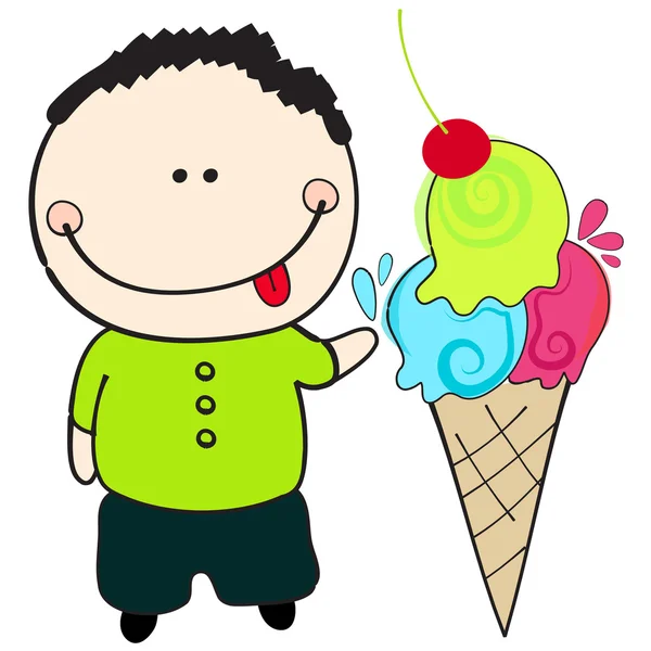 Καλοκαίρι χαριτωμένο αγόρι με παγωτό — Διανυσματικό Αρχείο