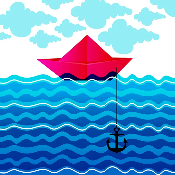 可爱夏季纸船 — 图库矢量图片