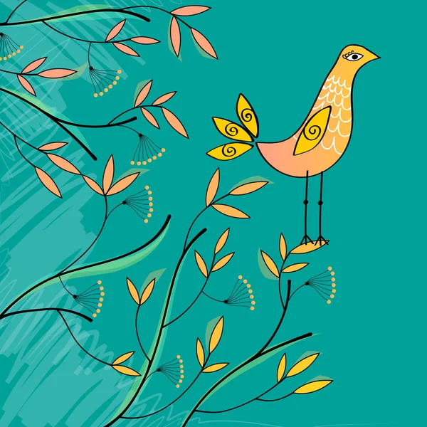 Mignonne illustration d'oiseau d'été — Image vectorielle