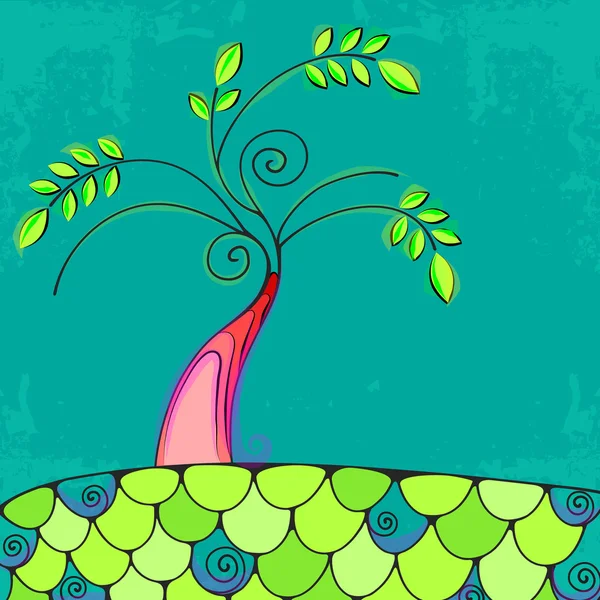 Vacker blommig träd illustration — Stock vektor