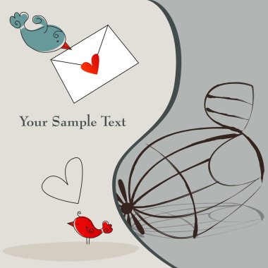 Cute romantic birds clipart