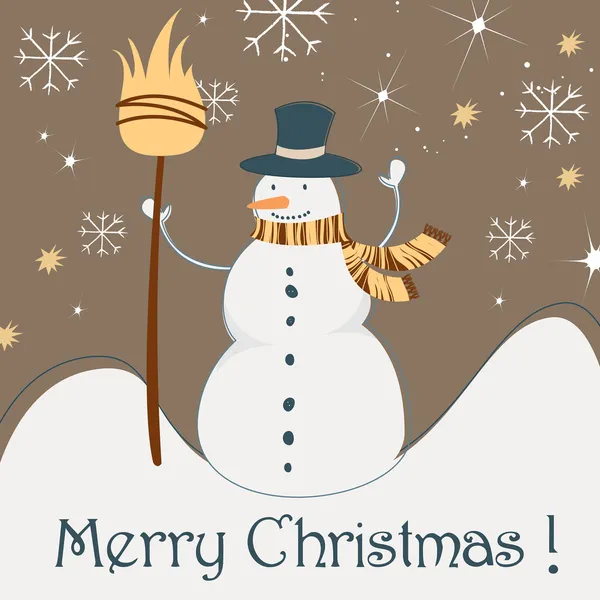 可爱圣诞贺卡与雪人 — 图库矢量图片