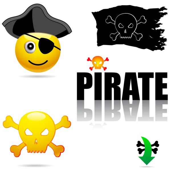 Set di simboli pirata — Vettoriale Stock