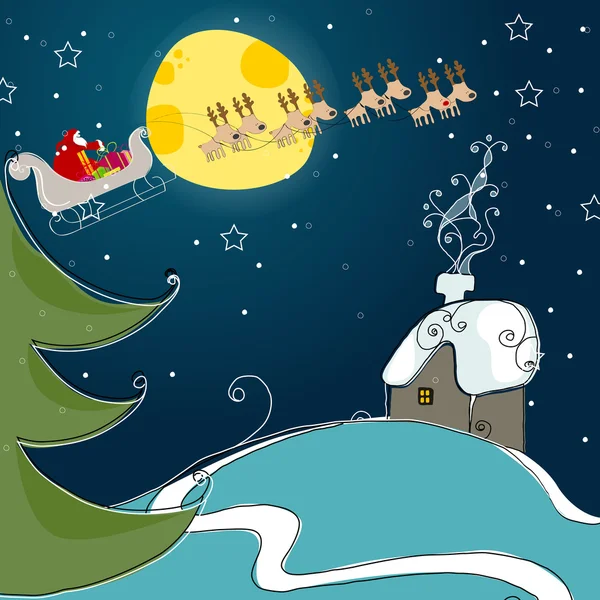 Niedliche Weihnachtsgrußkarte — Stockvektor
