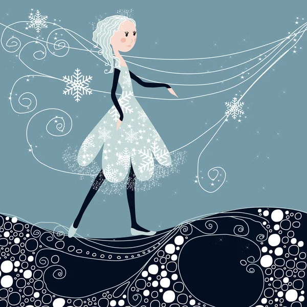 かわいい冬の女の子のイラスト — ストックベクタ