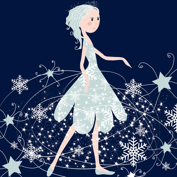 Niedlichen Winter Mädchen Illustration — Stockvektor