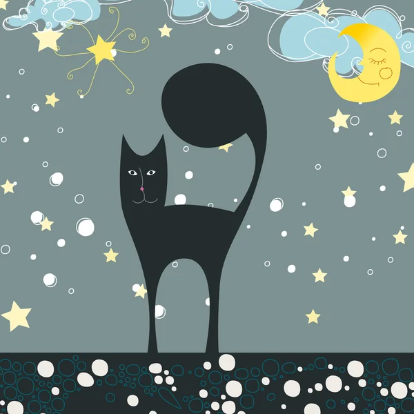 Niedlichen Winter Katze Illustration — Stockvektor