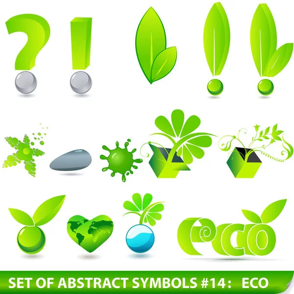 Conjunto de símbolos ecológicos 3D elegantes —  Vetores de Stock