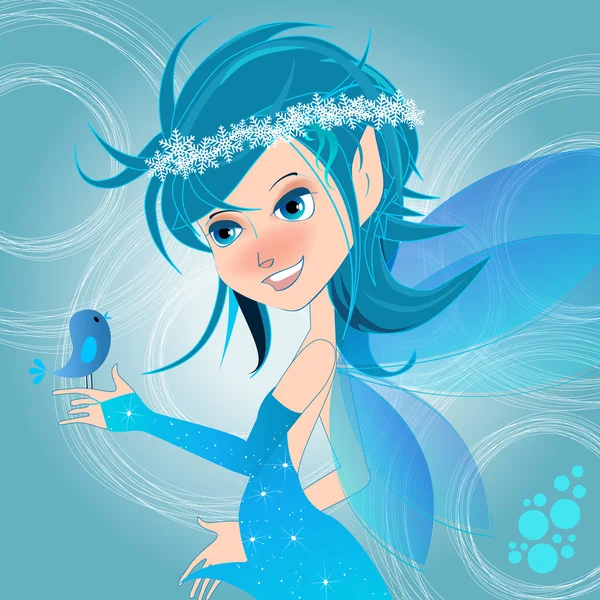 Jolie illustration de fée d'hiver — Image vectorielle