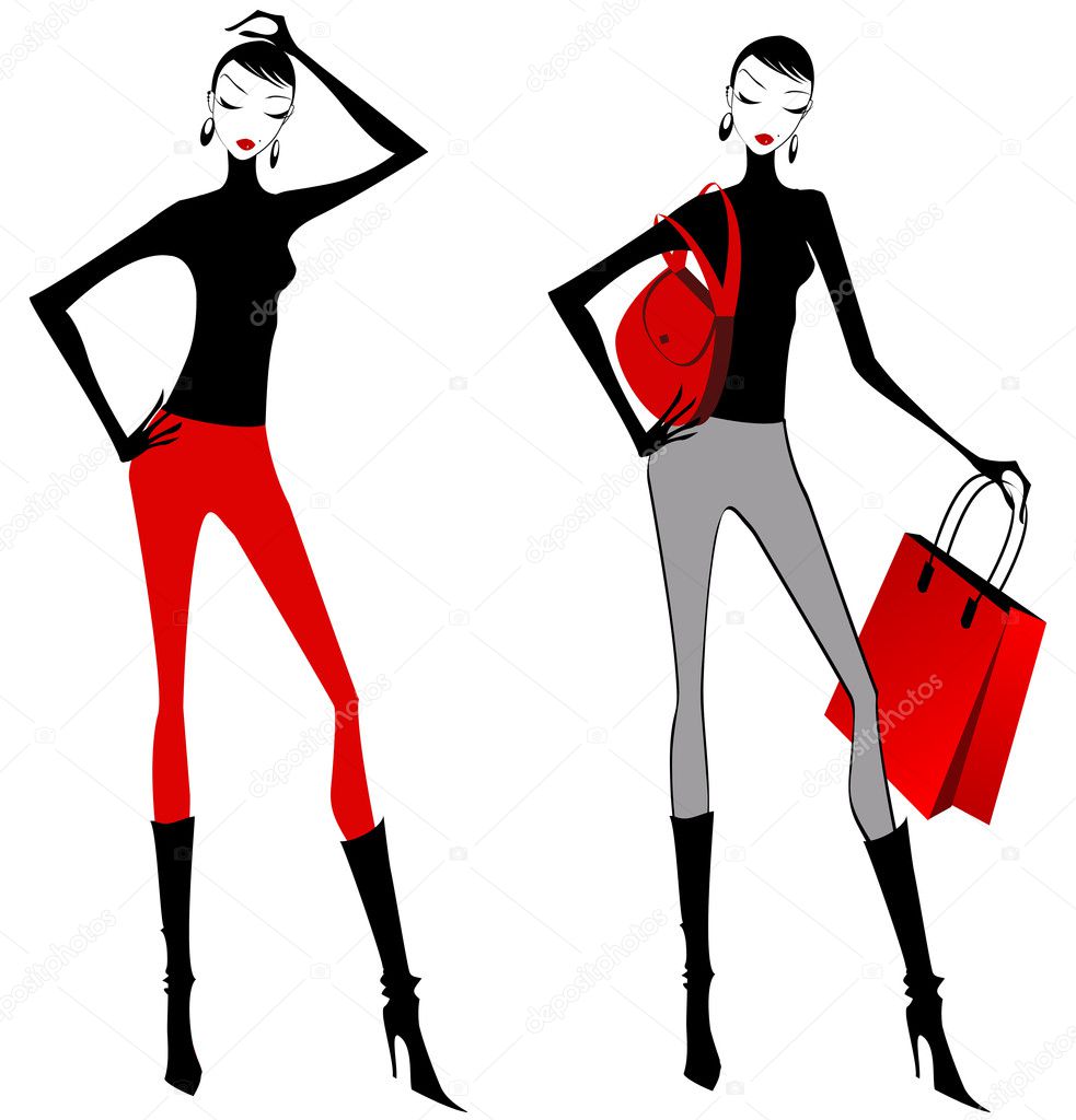 Elegant shopping women