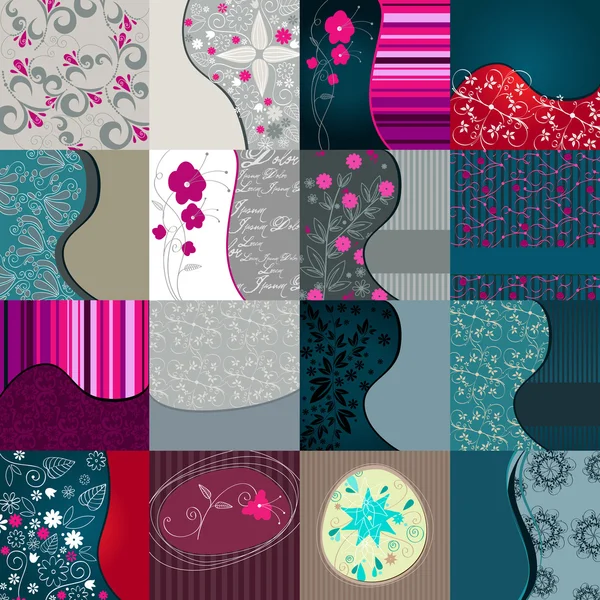 Beautiful floral background set — Stock Vector