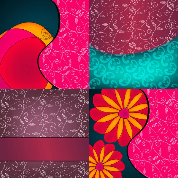 Beautiful floral background set — Stock Vector