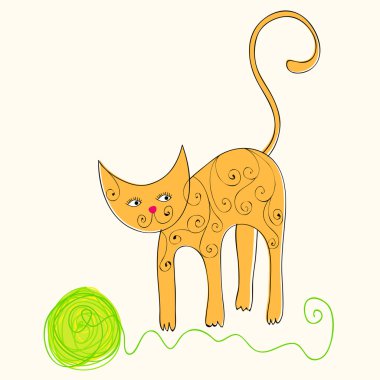 Cute cat playing clipart