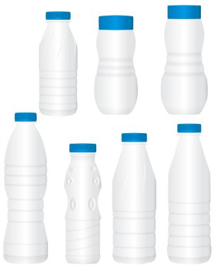 Set of white bottles clipart