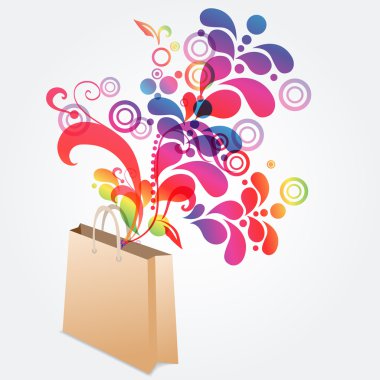 Floral shopping bag clipart