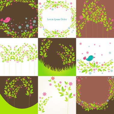 Cute floral background set clipart