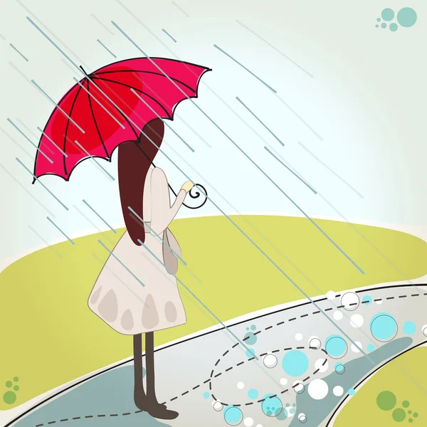 Милая девушка с зонтиком — стоковый вектор