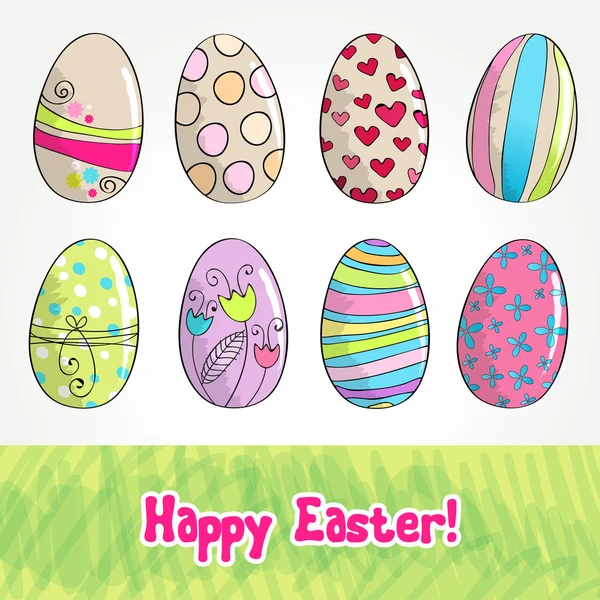 Graziosa illustrazione uova di Pasqua — Vettoriale Stock