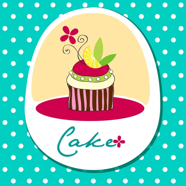かわいいレトロなウェディング ケーキ カード — ストックベクタ