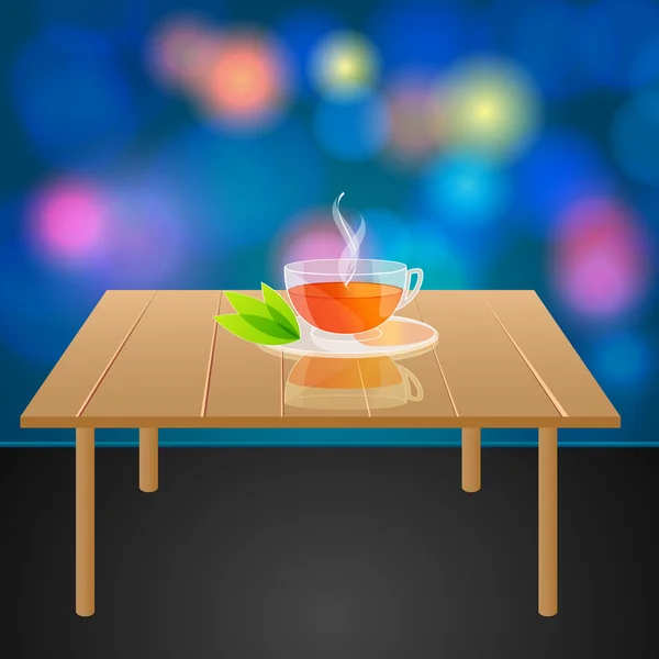 テーブルの上にお茶のカップのイラスト — ストックベクタ