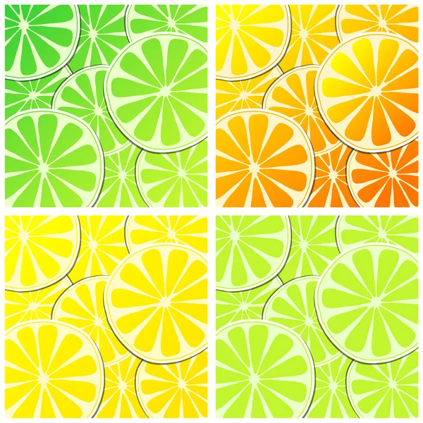 Uppsättning av citrusfrukter bakgrund illustrationer — Stock vektor