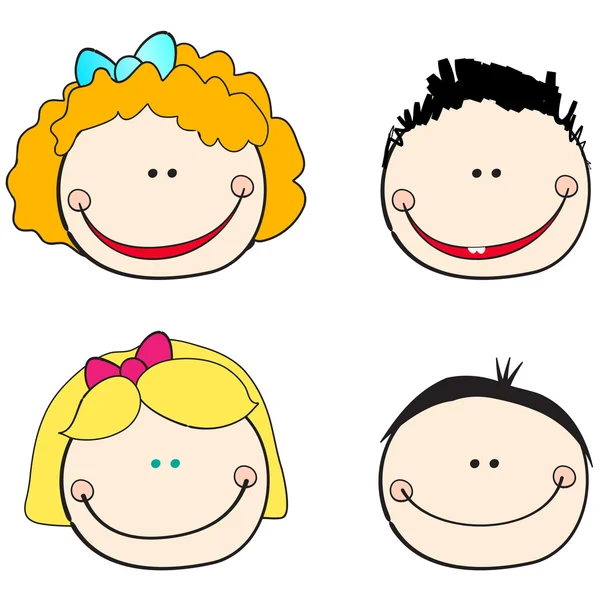 Des visages d'enfant mignons — Image vectorielle