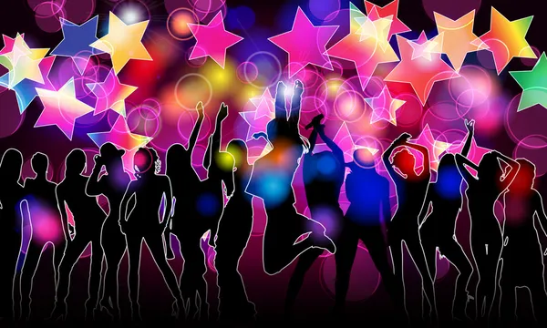 Colorful party silhouettes — Stock Vector