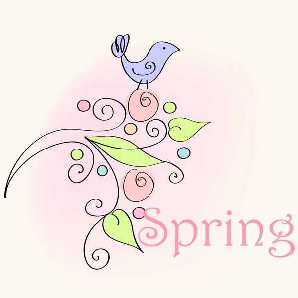 Schattig voorjaar vogel illustratie — Stockvector