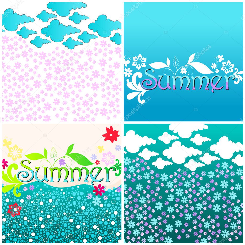 Cute summer illustration set