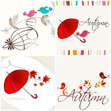 Set of cute autumn illustrations vector