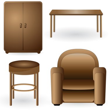 Set of modern, elegant, detailed furniture icons clipart