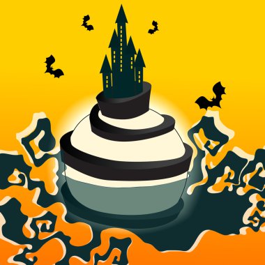 şirin halloween perili Şato illüstrasyon