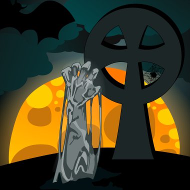 Illustration of undead rising from the grave clipart